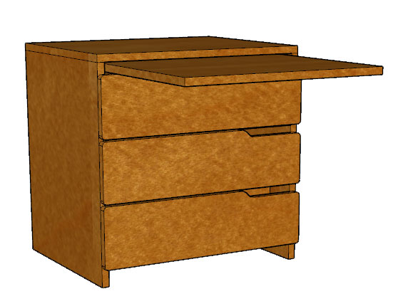 Apollo Alternative Workspace: 3 Equal Drawer Chest w\/Pull-Out Work Surface, 30"W